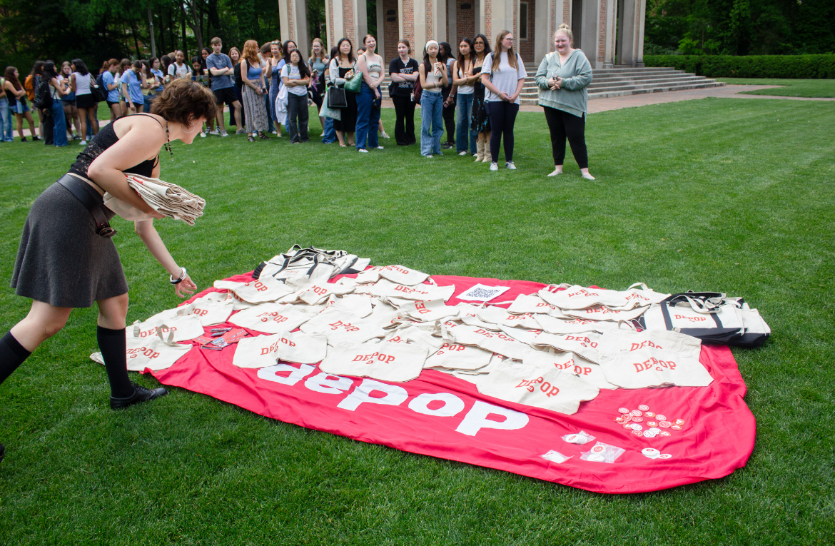 Photo of tote bags at the swap shop